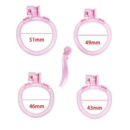 Pink Cobra Chastity Cage With 4 Rings - SpikedChastity