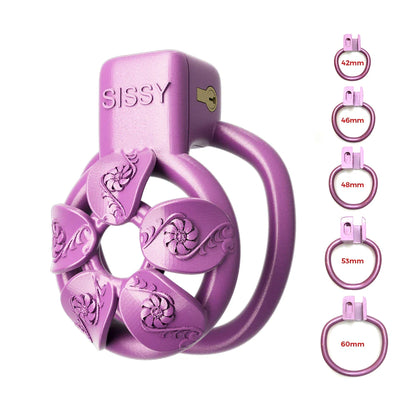 Purple Flower Sissy Chastity Cage - SpikedChastity