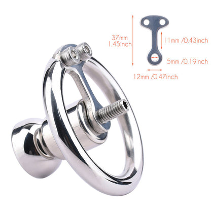 Metal Inverted Chastity Cage with Detachable Dildo and Strap - SpikedChastity