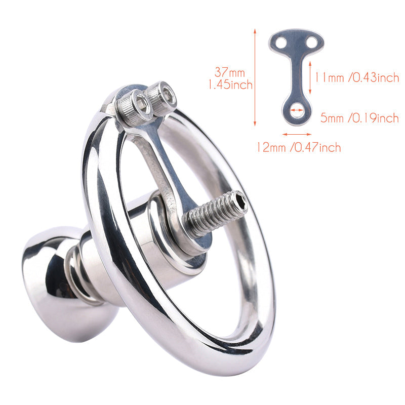 Flat Inverted chastity cage with Strap and Metal Cylinder - SpikedChastity