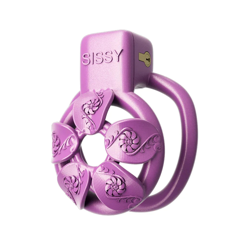 Purple Flower Sissy Chastity Cage - SpikedChastity