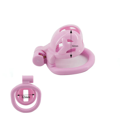 Pink Tiny Cobra Chastity Cage with 4 Rings - SpikedChastity