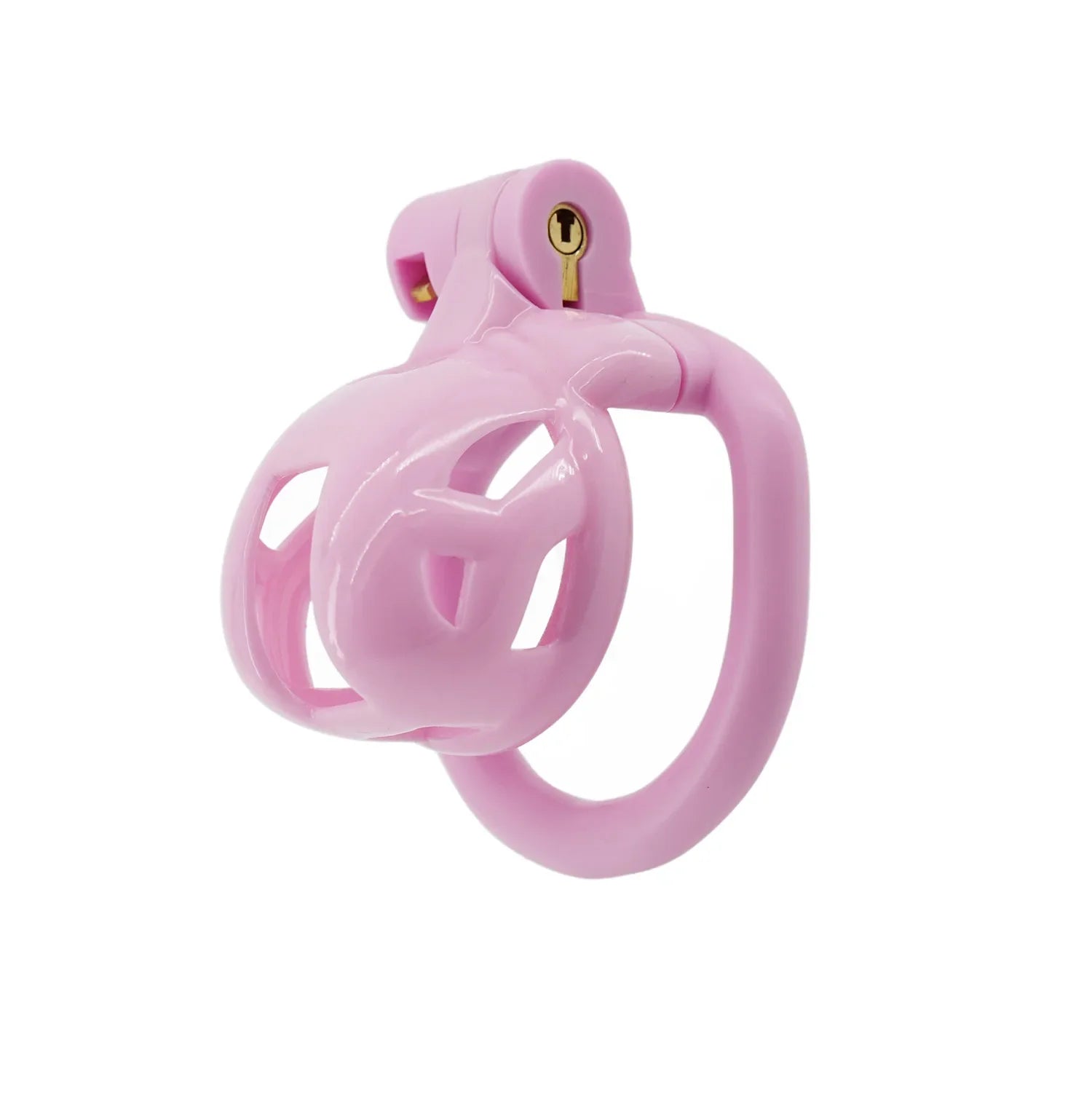 Pink Tiny Cobra Chastity Cage with 4 Rings - SpikedChastity