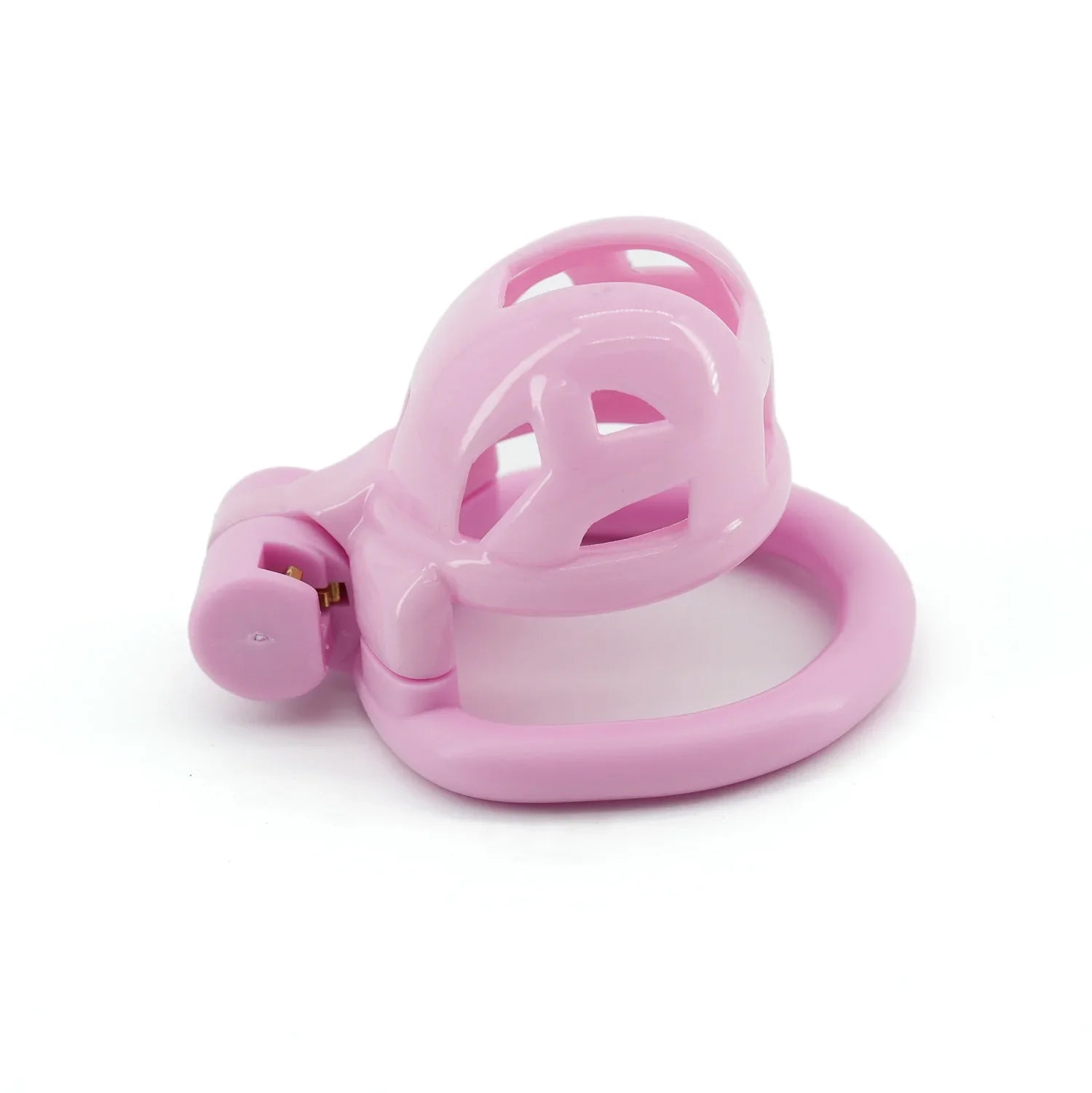 Pink Tiny Cobra Chastity Cage with 4 Rings - SpikedChastity