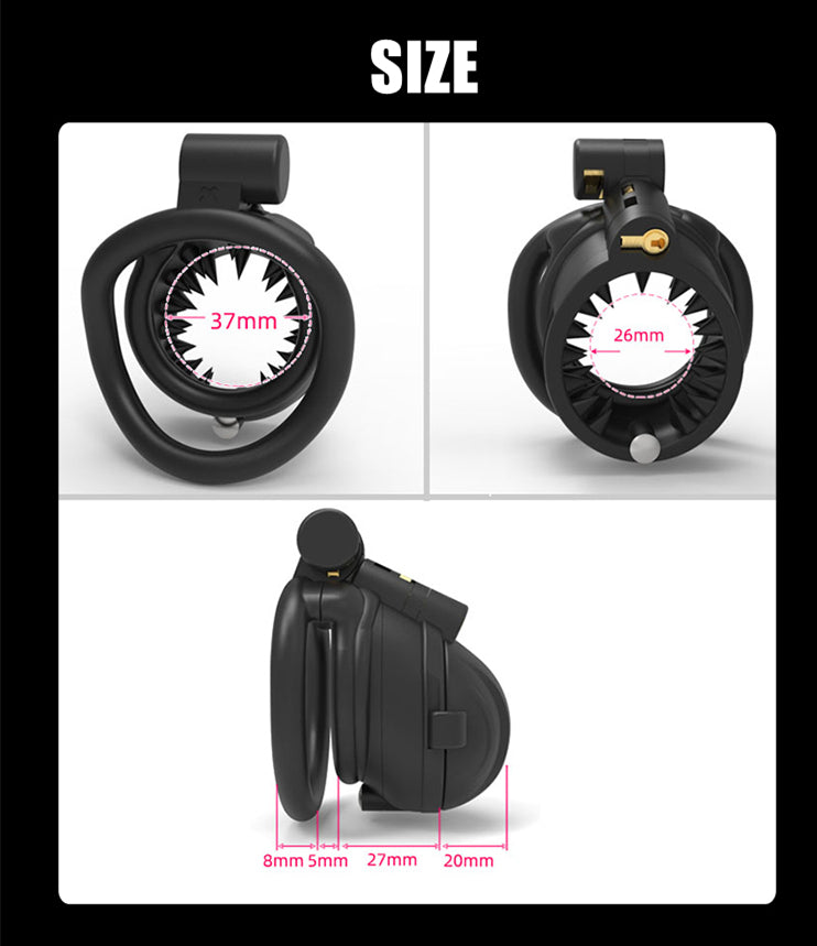 NEW Resin Spiked Chastity Cage with Removable Cap - Black - SpikedChastity