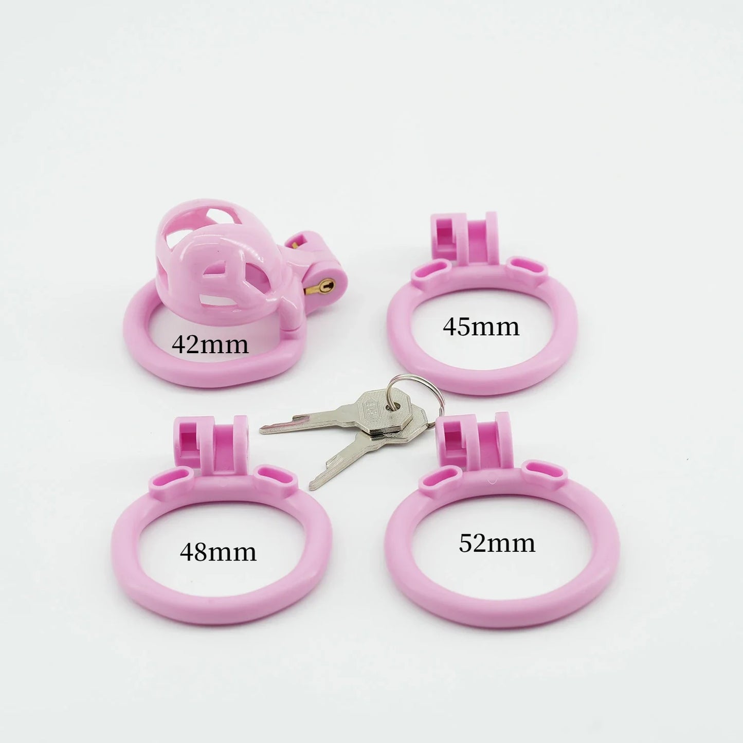 Pink Tiny Cobra Chastity Cage with 4 Rings - SpikedChastity