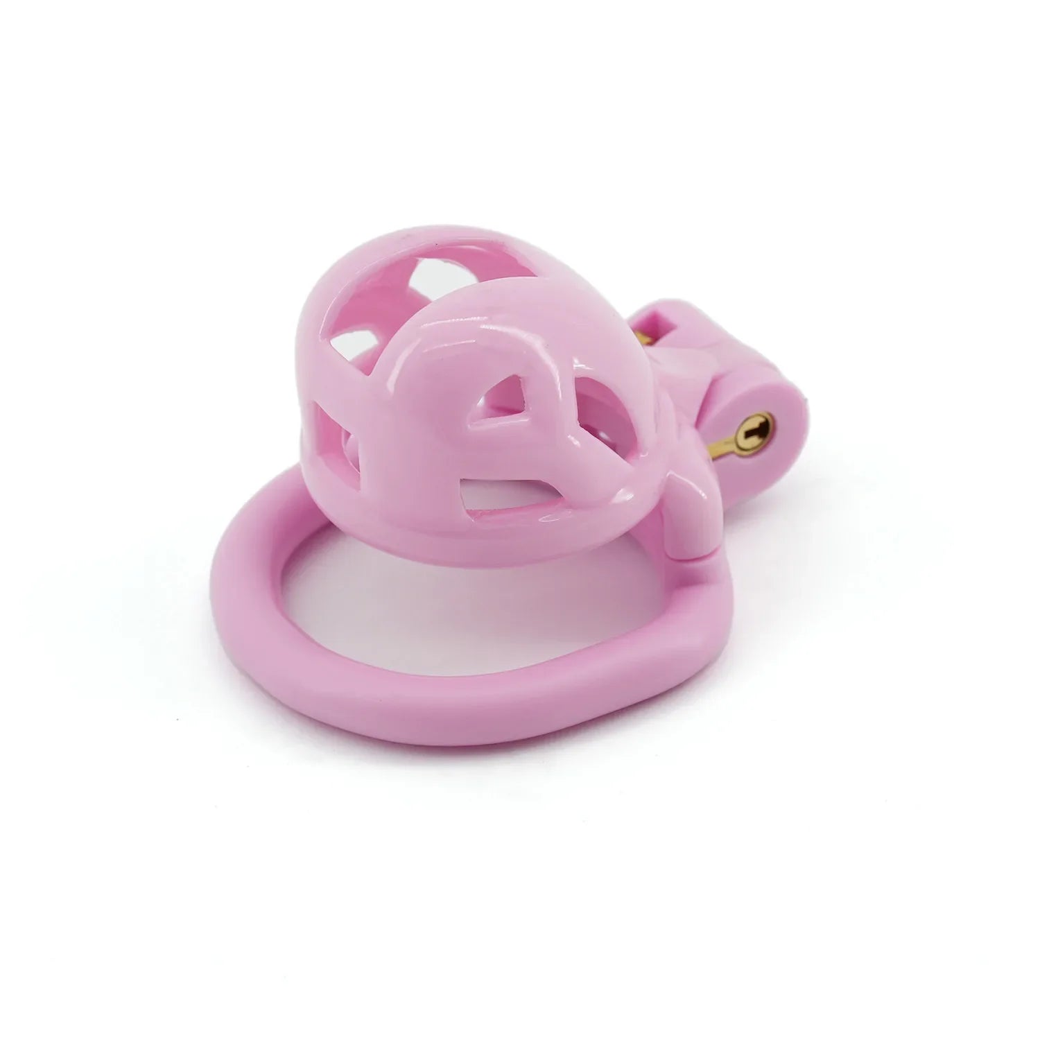 Pink Tiny Cobra Chastity Cage with 4 Rings - SpikedChastity