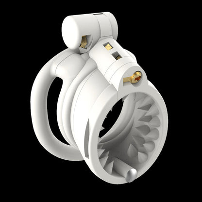 NEW Resin Spiked Chastity Cage with Removable Cap - White - SpikedChastity