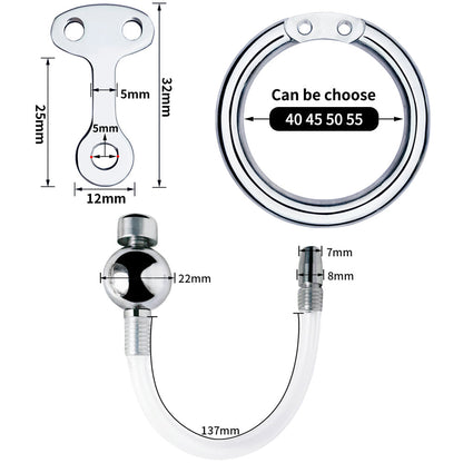 Tiny Flat Inverted Chastity Cage with Silicone Catheter - SpikedChastity