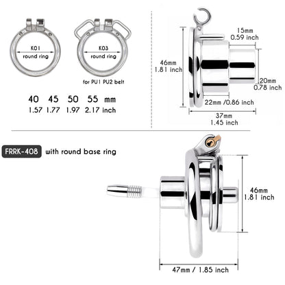 Metal Inverted Chastity Cage with Silicone Catheter - SpikedChastity