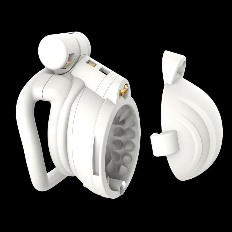 NEW Resin Spiked Chastity Cage with Removable Cap - White - SpikedChastity