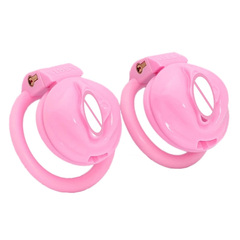 Small Pink Sissy Chastity Cage Set with 4 Rings - SpikedChastity