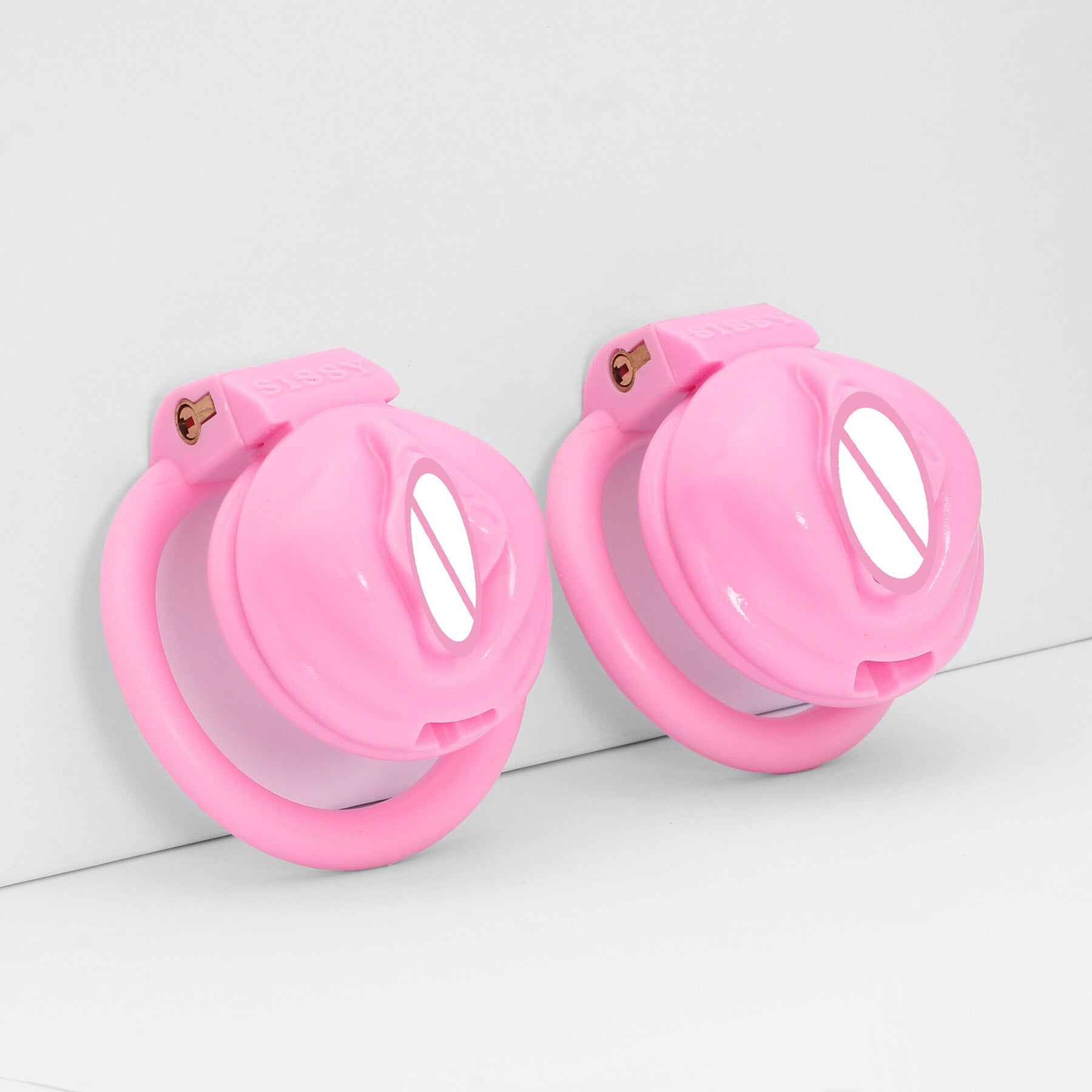 Small Pink Sissy Chastity Cage Set with 4 Rings - SpikedChastity