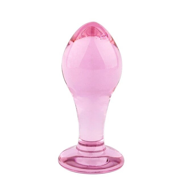 Pink Rose Heart Glass Butt Plug - SpikedChastity