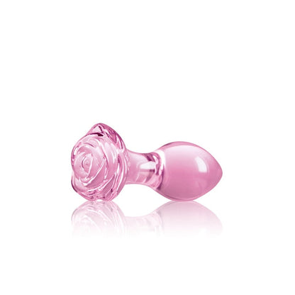 Pink Rose Heart Glass Butt Plug - SpikedChastity