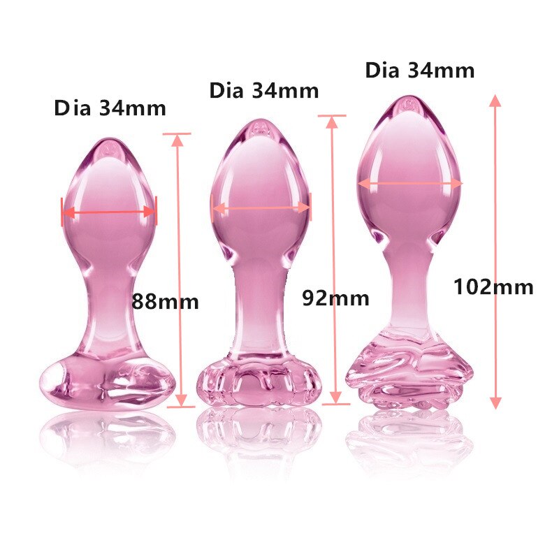 Pink Rose Heart Glass Butt Plug - SpikedChastity