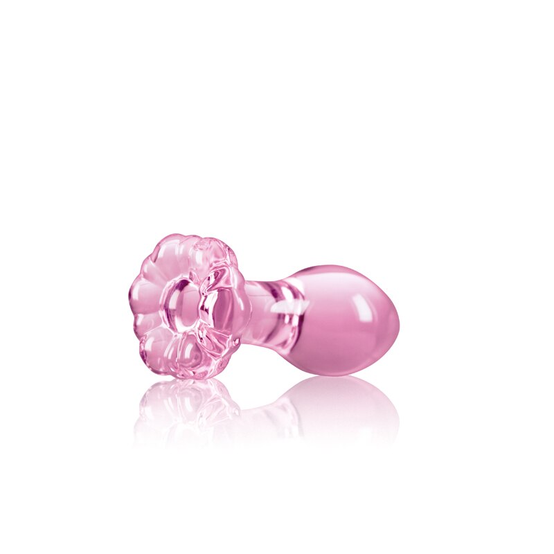 Pink Rose Heart Glass Butt Plug - SpikedChastity