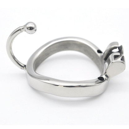 Male Metal Chastity Cage with Catheter Tube and Hook Penis Ring - SpikedChastity