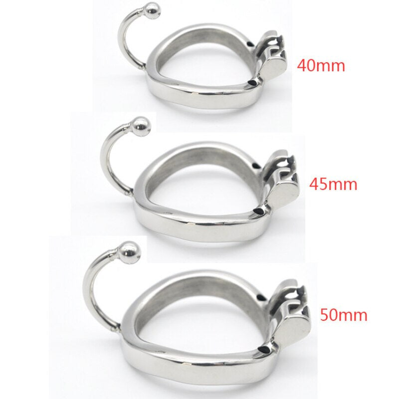 Male Metal Chastity Cage with Catheter Tube and Hook Penis Ring - SpikedChastity