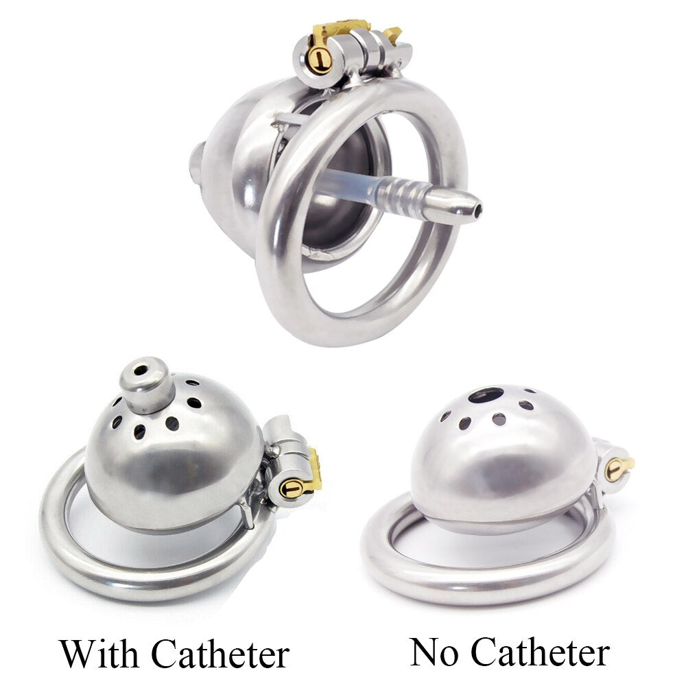 Small Compact Metal Chastity Cage For Men - SpikedChastity