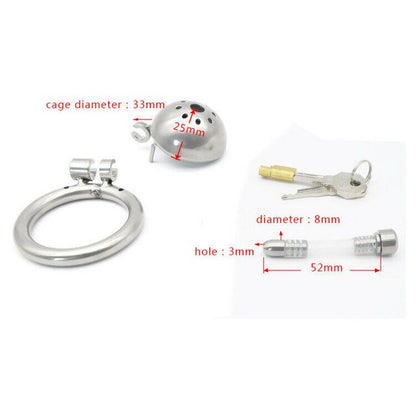 Small Compact Metal Chastity Cage For Men - SpikedChastity