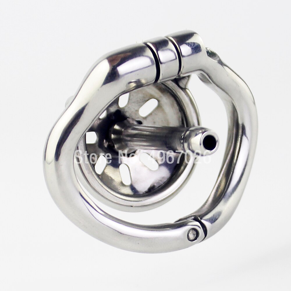 Compact Metal Chastity Cage with Catheter - SpikedChastity