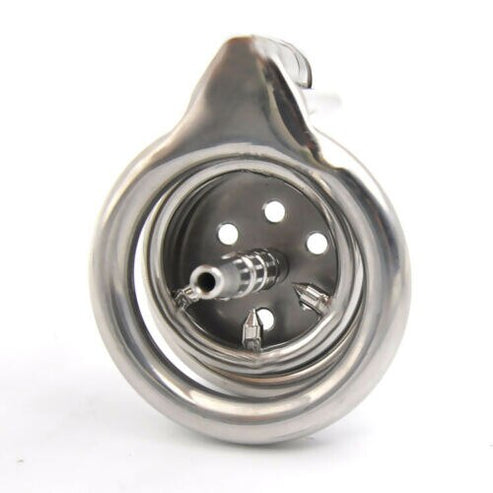 Flat Round Male Chastity Device With Catherer main image 1