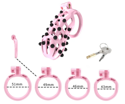 Pink Chastity Cage with Soft Silicone Spikes - SpikedChastity