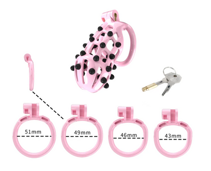 Pink Chastity Cage with Soft Silicone Spikes - SpikedChastity