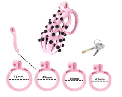 Pink Chastity Cage with Soft Silicone Spikes - SpikedChastity