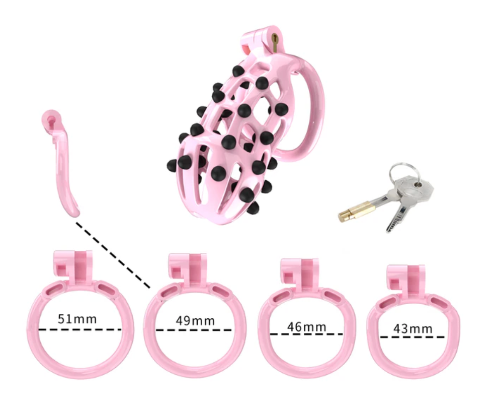 Pink Chastity Cage with Soft Silicone Spikes - SpikedChastity