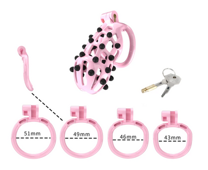 Pink Chastity Cage with Soft Silicone Spikes - SpikedChastity