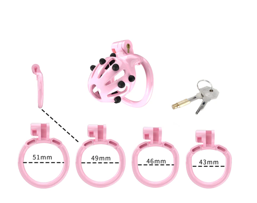 Pink Chastity Cage with Soft Silicone Spikes - SpikedChastity