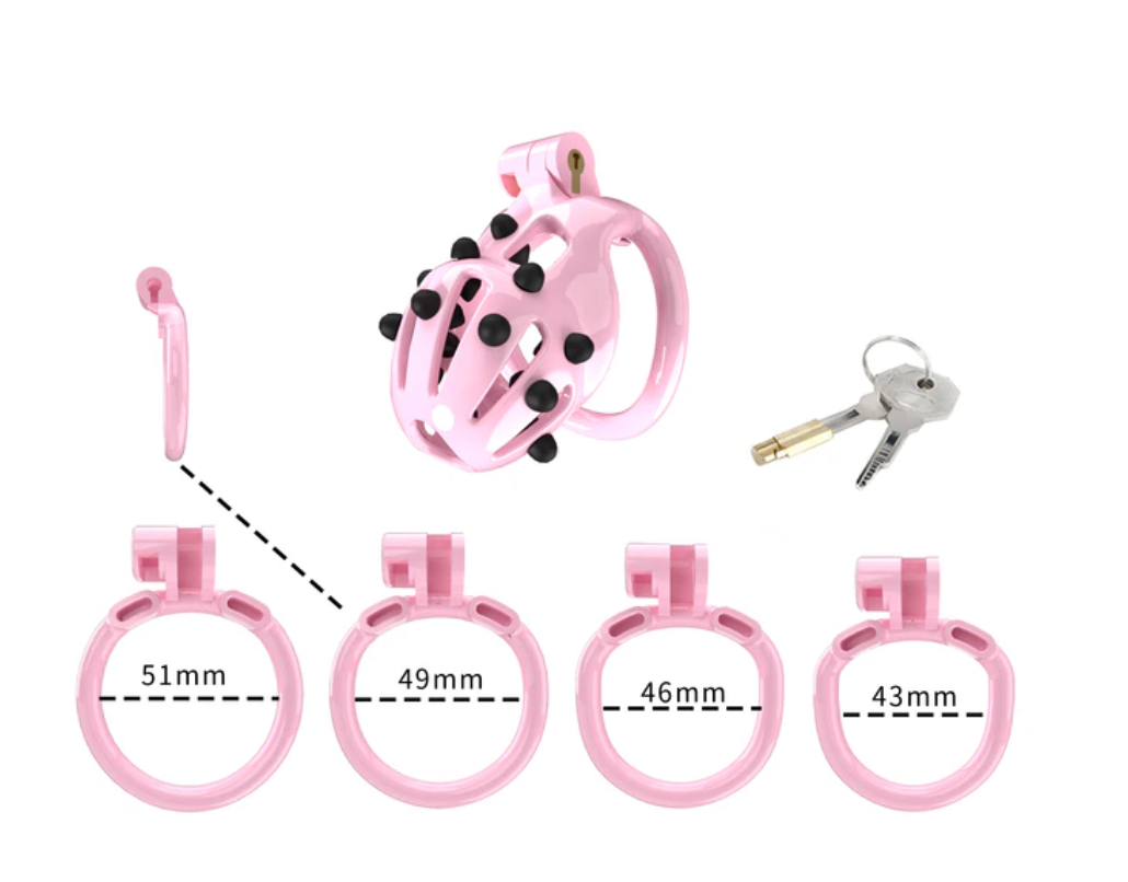 Pink Chastity Cage with Soft Silicone Spikes - SpikedChastity