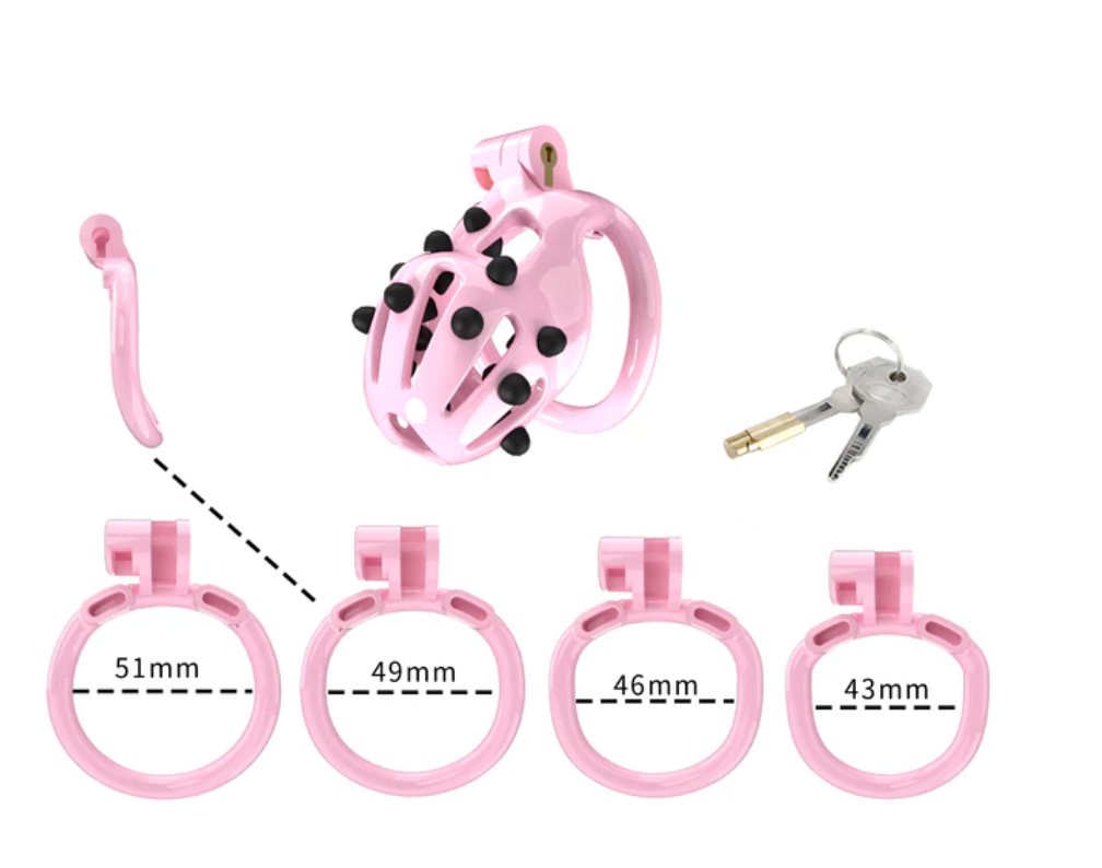 Pink Chastity Cage with Soft Silicone Spikes - SpikedChastity