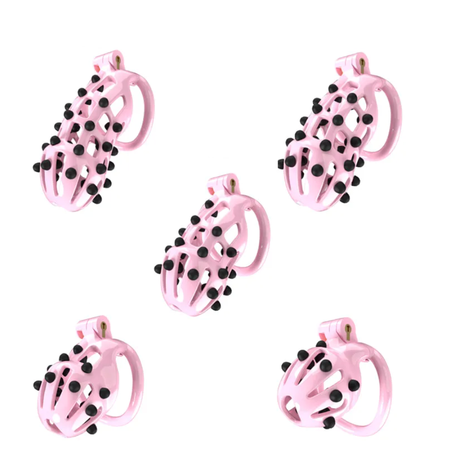 Pink Chastity Cage with Soft Silicone Spikes - SpikedChastity