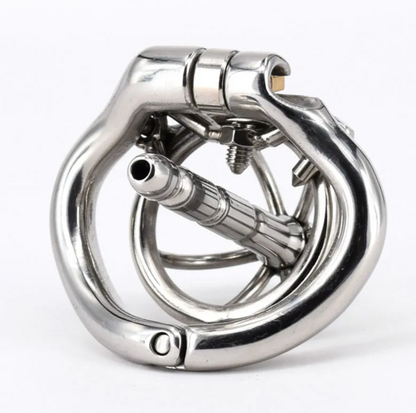 Small Spiked Chastity Cage with Catheter - SpikedChastity