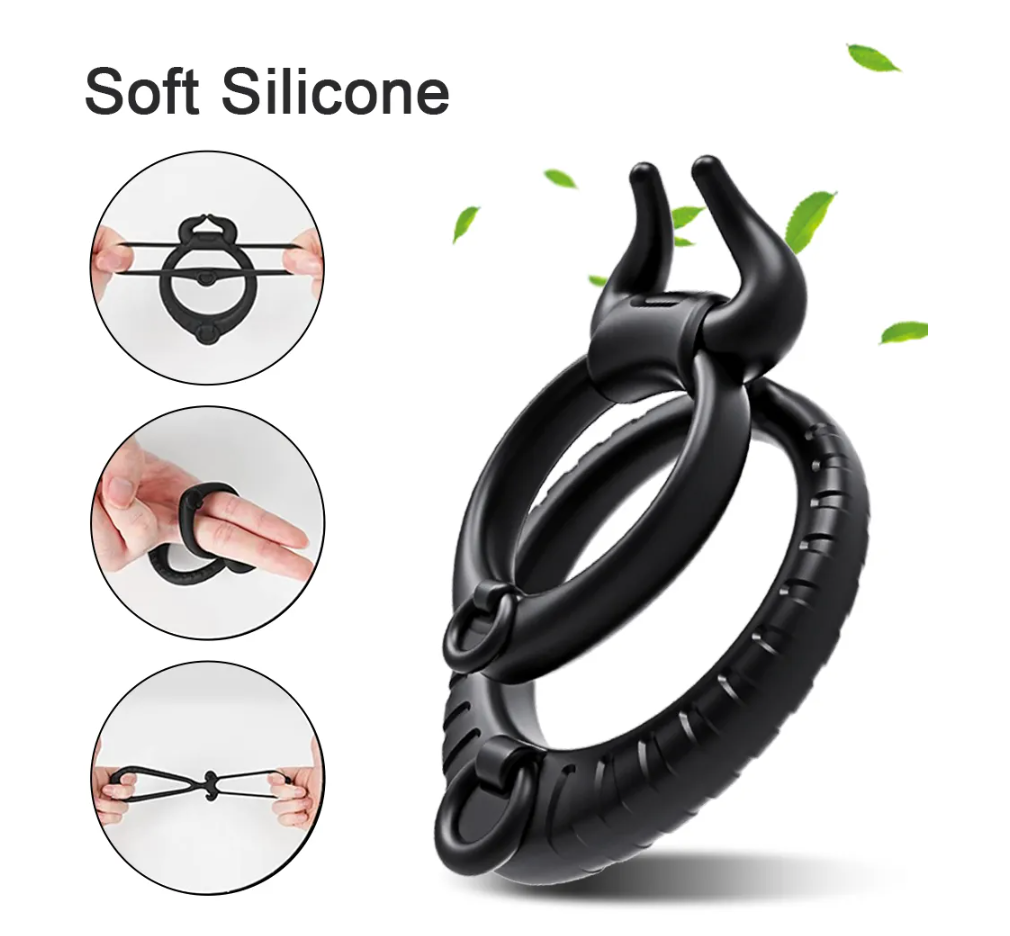 Soft Silicone Penis Ring Cage For Men - SpikedChastity