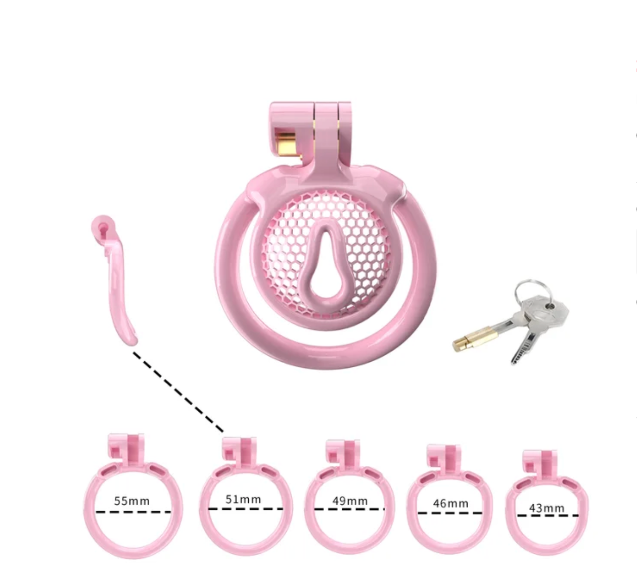 Small Pink Pussy Chastity Cage For Sissy - Includes 5 Rings - SpikedChastity