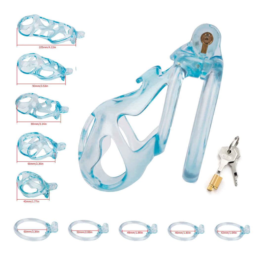 3D Printed Ice Blue Cobra Chastity Cage - SpikedChastity