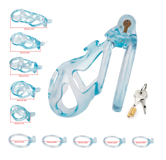 3D Printed Ice Blue Cobra Chastity Cage - SpikedChastity