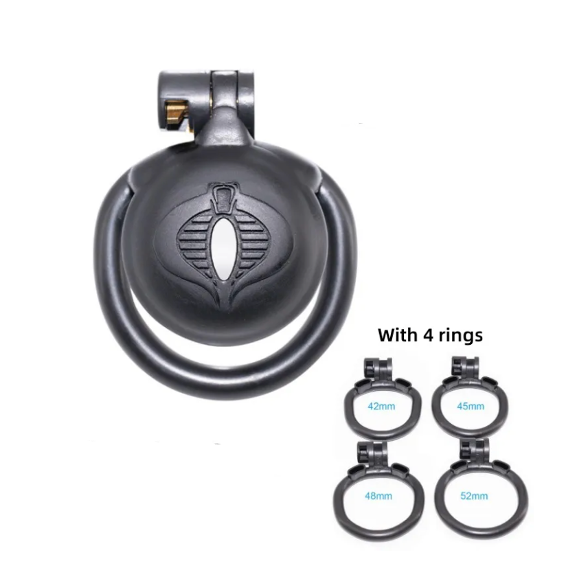 Micro Mamba Chastity Cage with 4 Penis Rings - SpikedChastity